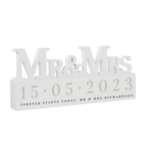 Personalised Special Date Wooden Mr & Mrs Ornament - Ornaments at Gift Moments