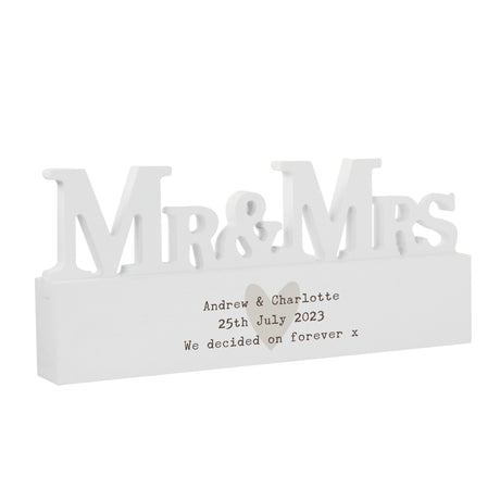 Personalised Free Text Heart Wooden Mr & Mrs Ornament - Ornaments at Gift Moments