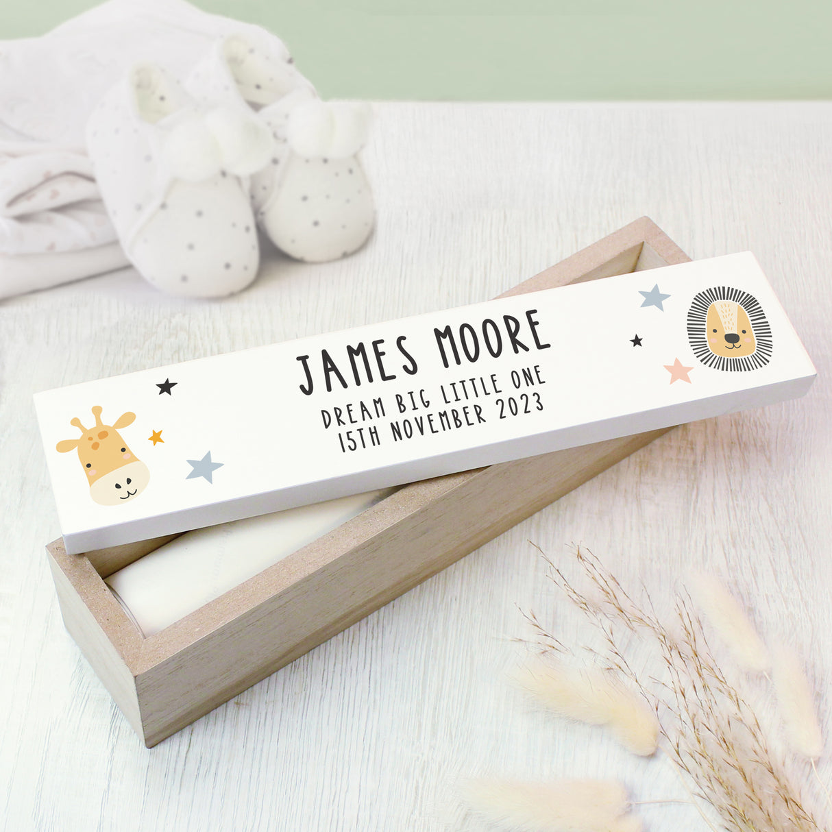 Personalised Scandi Safari Animals Wooden Certificate Holder - Certificate Holders at Gift Moments