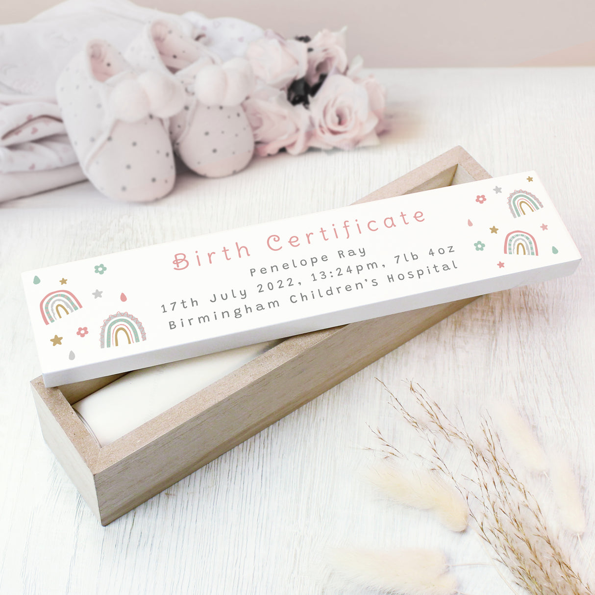 Personalised Rainbow Wooden Certificate Holder - Certificate Holders at Gift Moments