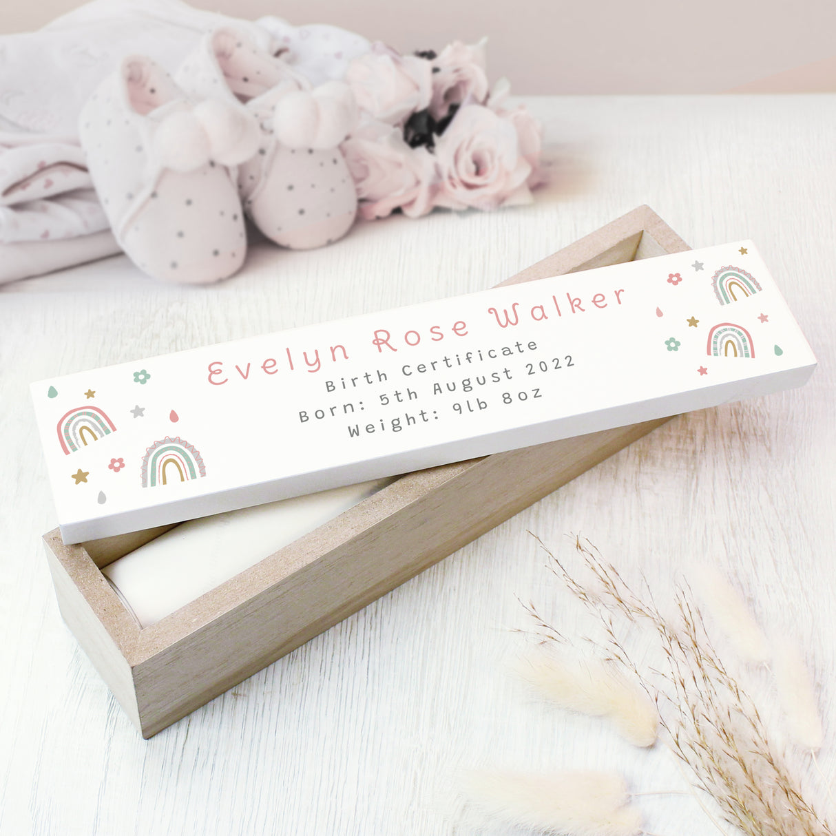 Personalised Rainbow Wooden Certificate Holder - Certificate Holders at Gift Moments