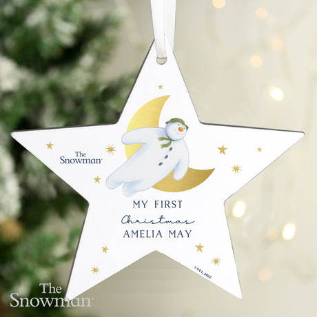 Personalised Wooden Star Decoration - The Snowman: 4 - Christmas Decorations By The Snowman