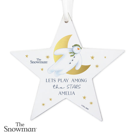 Personalised Wooden Star Decoration - The Snowman: 5 - Christmas Decorations By The Snowman