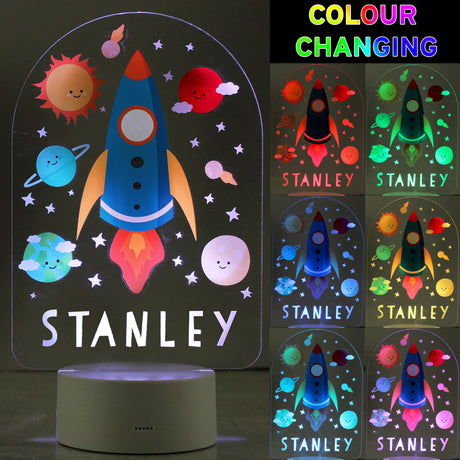 Personalised Space Rocket LED Colour Changing Night Light - LED Lighting at Gift Moments