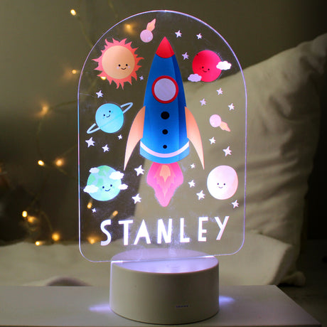 Personalised Space Rocket LED Colour Changing Night Light - LED Lighting at Gift Moments