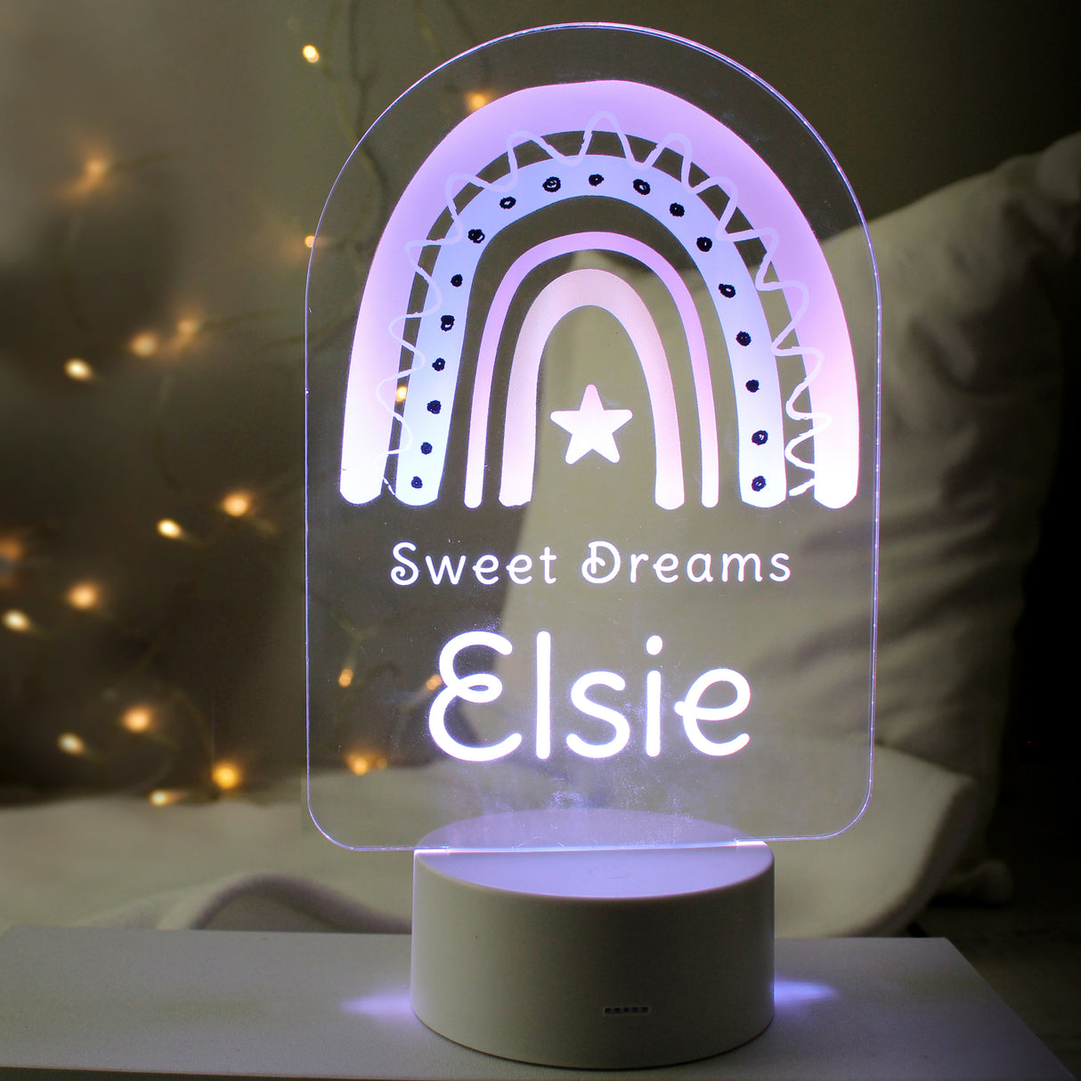 Personalised Pink Rainbow LED Colour Changing Night Light - LED Lighting at Gift Moments