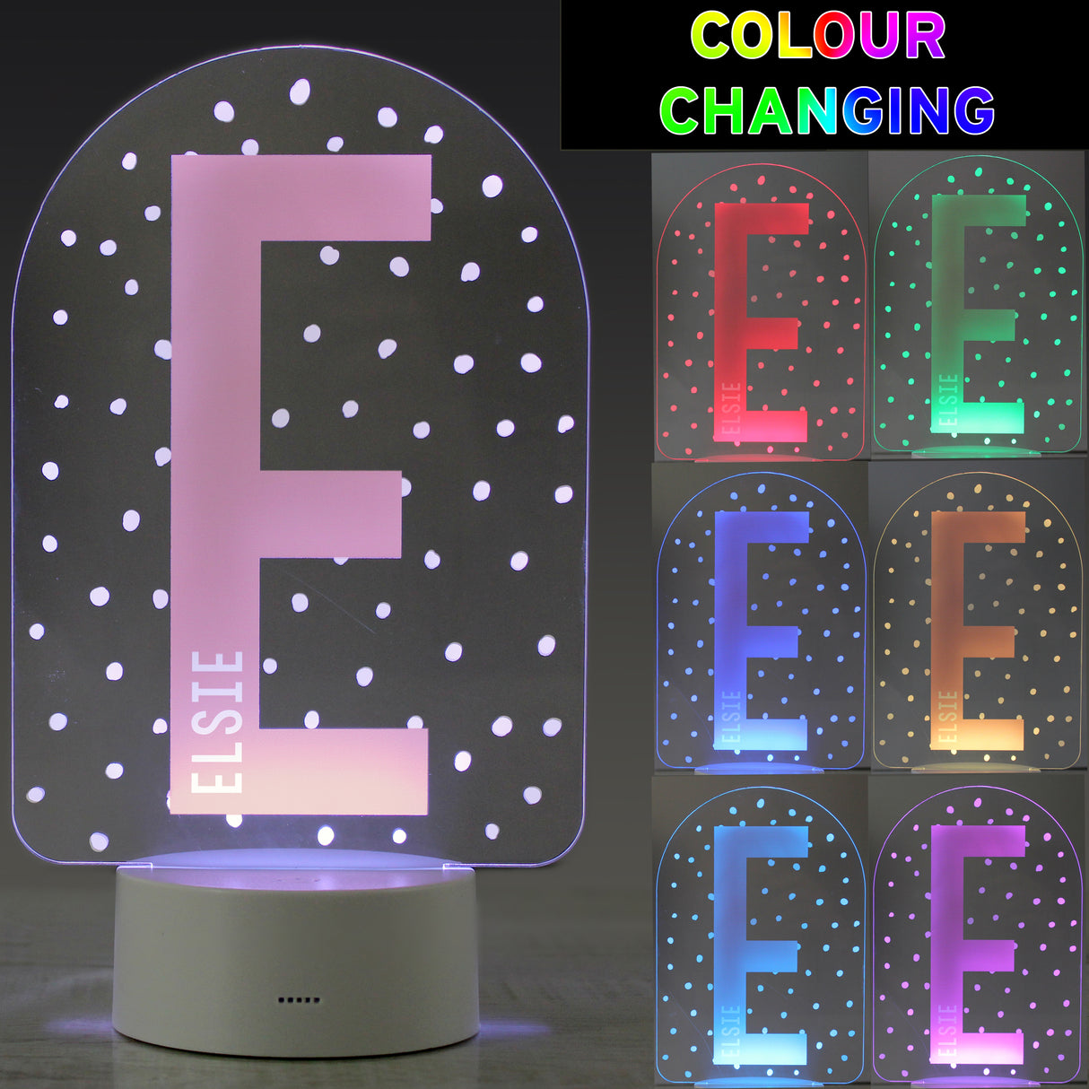 Personalised Initial LED Colour Changing Night Light - LED Lighting at Gift Moments