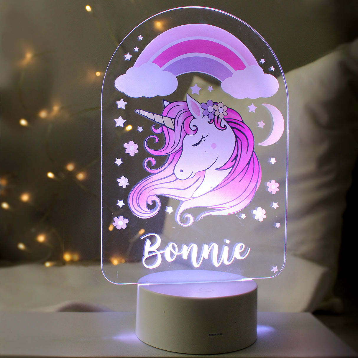 Personalised Pink Unicorn LED Night Light: 1 - LED Lighting By Gift Moments