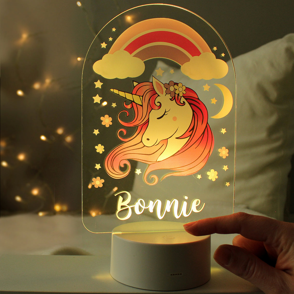 Personalised Pink Unicorn LED Night Light: 2 - LED Lighting By Gift Moments