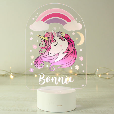 Personalised Pink Unicorn LED Colour Changing Night Light - LED Lighting at Gift Moments