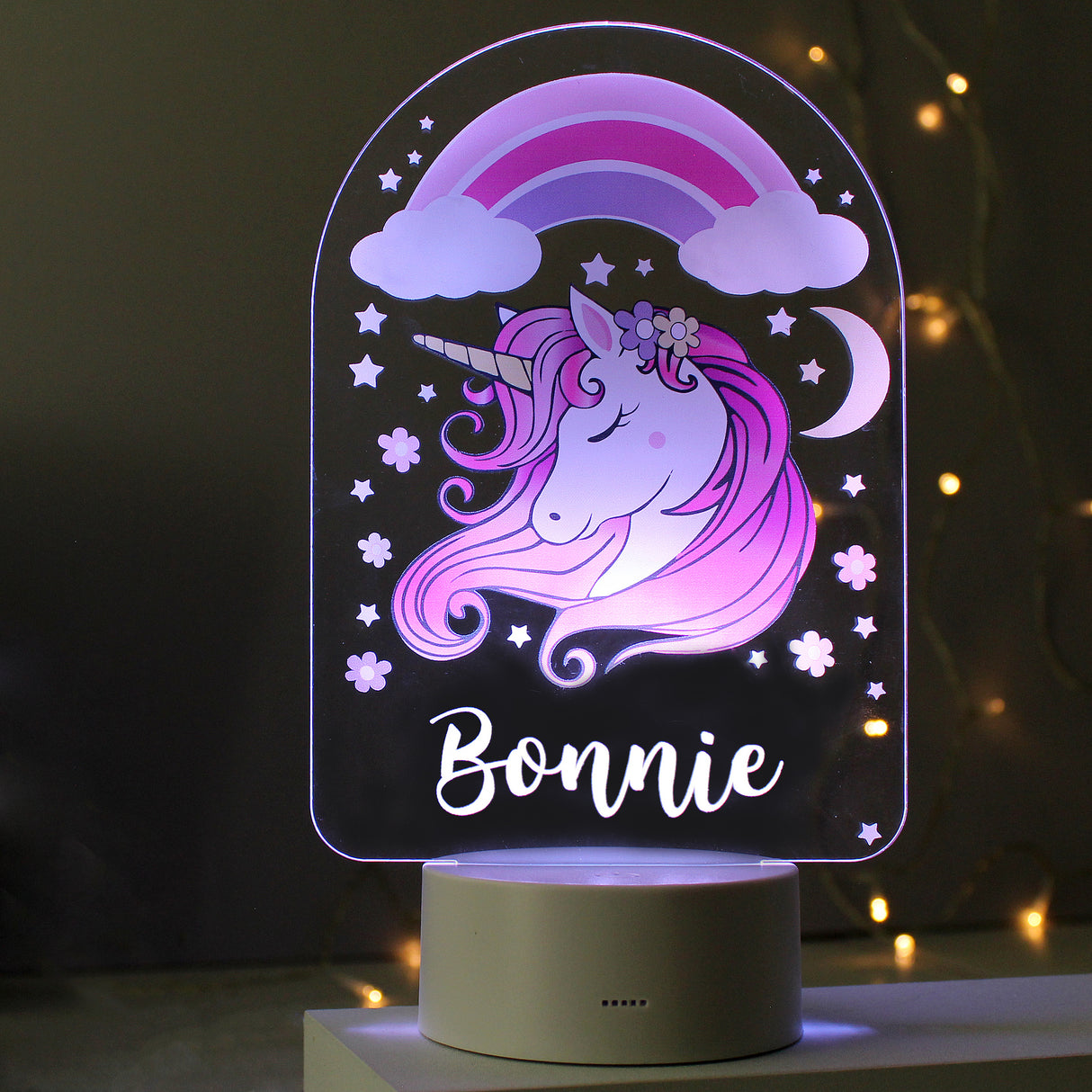 Personalised Pink Unicorn LED Night Light: 6 - LED Lighting By Gift Moments