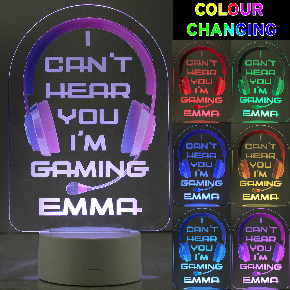 Personalised Pink Gaming LED Colour Changing Night Light - LED Lighting at Gift Moments