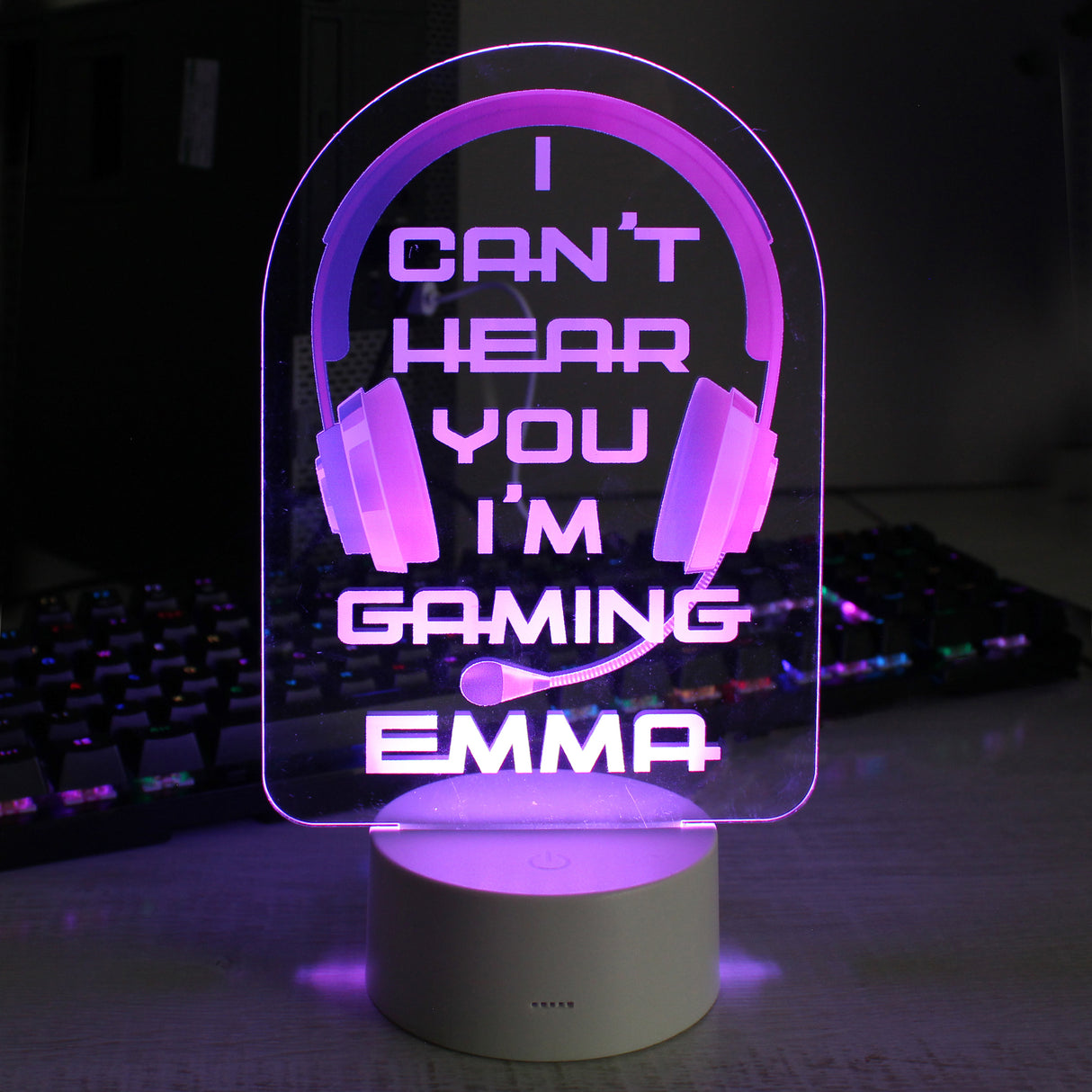 Personalised Pink Gaming LED Colour Changing Night Light - LED Lighting at Gift Moments