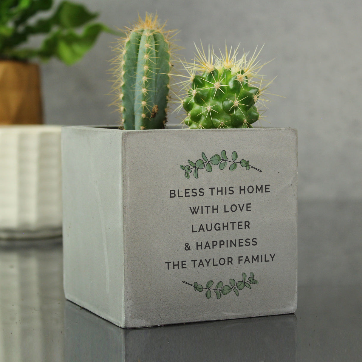 Personalised Botanical Concrete Plant Pot - Pots & Planters at Gift Moments