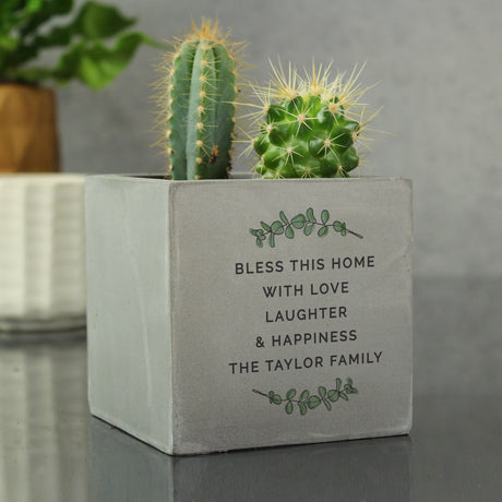 Personalised Botanical Concrete Plant Pot - Pots & Planters at Gift Moments