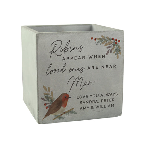 Personalised Robin Memorial Concrete Plant Pot - Vases & Plant Pots at Gift Moments