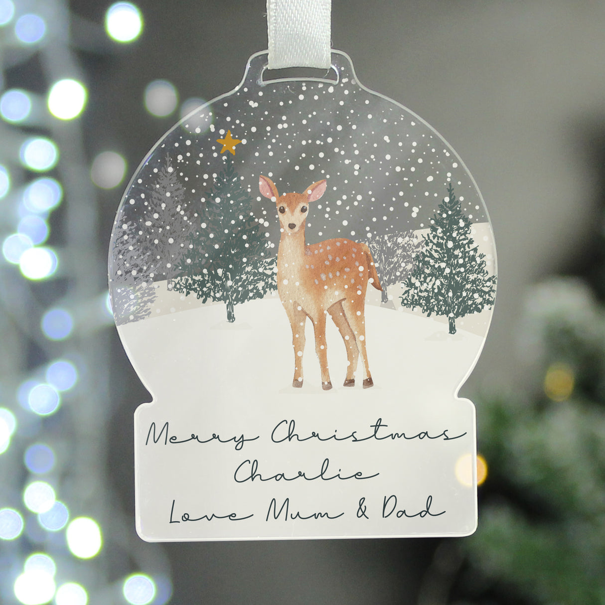 Personalised A Winter's Night Acrylic Snowglobe Decoration - Christmas Decorations at Gift Moments