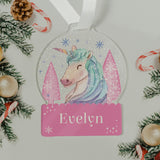 Personalised Unicorn Acrylic Snowglobe Decoration - Christmas Decorations at Gift Moments