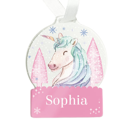 Personalised Unicorn Acrylic Snowglobe Decoration - Christmas Decorations at Gift Moments