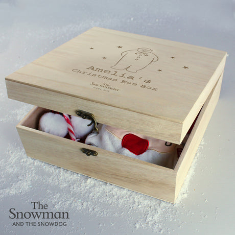 Personalised The Snowman Large Wooden Christmas Eve Box - Keepsake Boxes at Gift Moments