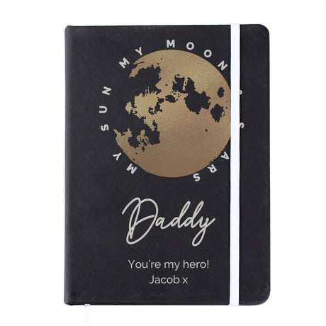 Personalised Moon & Stars Black Hardback Notebook - Notebooks at Gift Moments