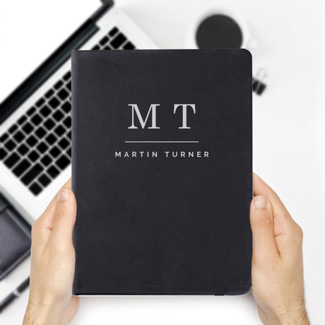 Personalised Initials Black Hardback Notebook - Notebooks at Gift Moments