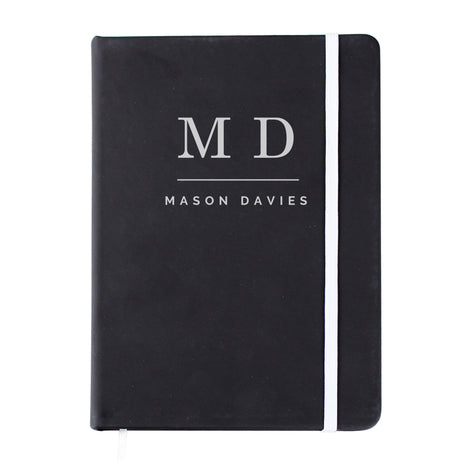 Personalised Initials Black Hardback Notebook - Notebooks at Gift Moments