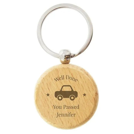 Personalised 'Car Motif' Wooden Keyring - Keyrings at Gift Moments