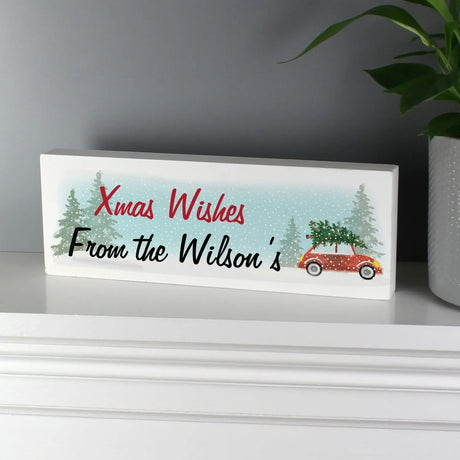 Personalised 'Driving Home For Christmas' Wooden Block Sign - Gift Moments