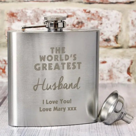 Personalised 'The World's Greatest' Hip Flask - Hip Flasks at Gift Moments