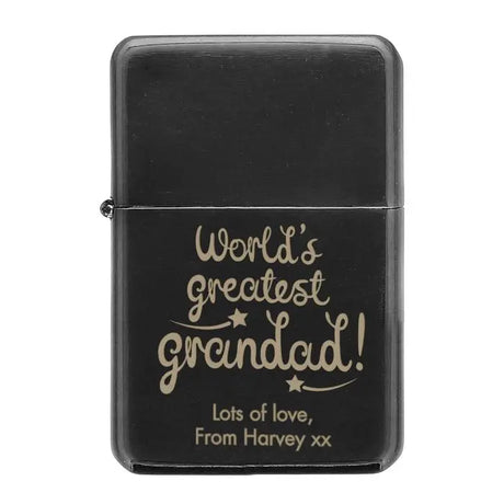 Personalised 'World's Greatest Grandad' Black Lighter - Gift Moments