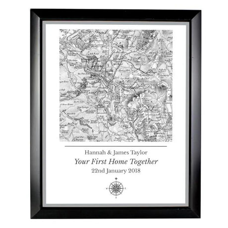 Personalised 1805 - 1874 Old Series Map Compass Black Framed Print - Framed Prints at Gift Moments