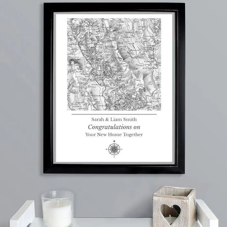 Personalised 1805 - 1874 Old Series Map Compass Black Framed Print - Framed Prints at Gift Moments