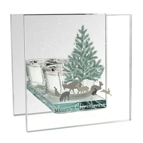 Personalised A Winter's Night Mirrored Glass Tea Light Candle Holder - Candle Holders at Gift Moments