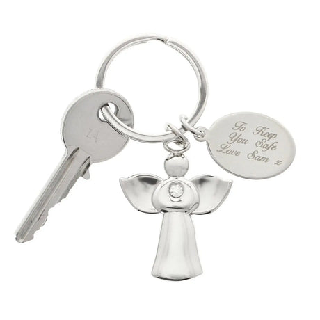 Personalised Silver Plated Angel Keyring - Keyrings at Gift Moments