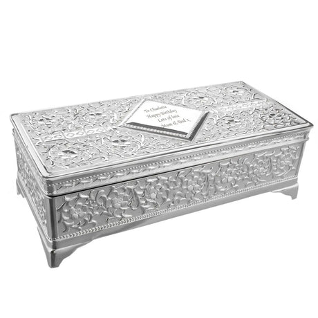 Personalised Antique Silver Plated Jewellery Box - Gift Moments