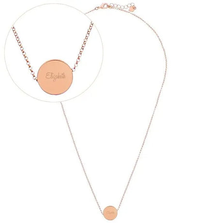 Personalised Any Name Rose Gold Tone Disc Necklace - Necklaces at Gift Moments