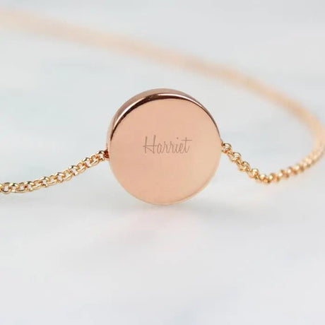 Personalised Any Name Rose Gold Tone Disc Necklace - Necklaces at Gift Moments