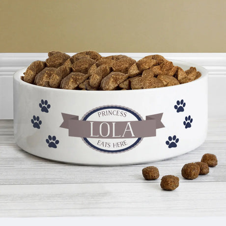 Personalised Blue Paws Ceramic Pet Bowl - Pet Products at Gift Moments