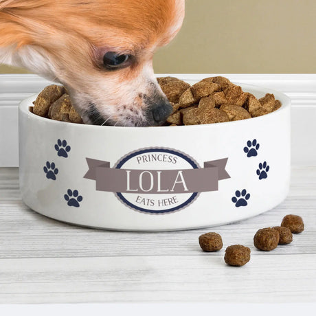 Personalised Blue Paws Ceramic Pet Bowl - Pet Products at Gift Moments