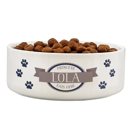 Personalised Blue Paws Ceramic Pet Bowl - Pet Products at Gift Moments