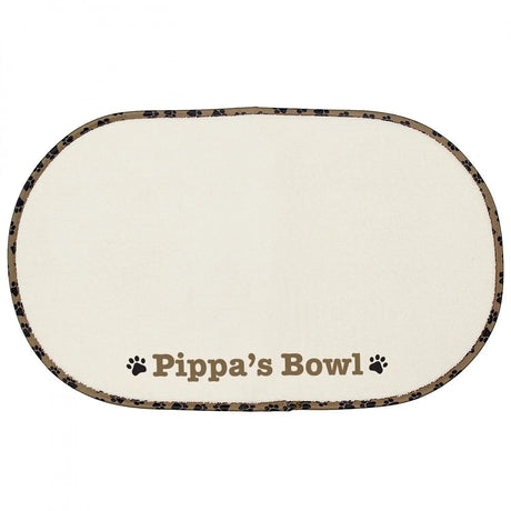 Personalised Brown Paw Print Pet Bowl Placemat - Gift Moments