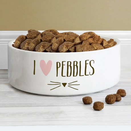 Personalised Cat Features 14cm Medium White Pet Bowl - Pet Products at Gift Moments