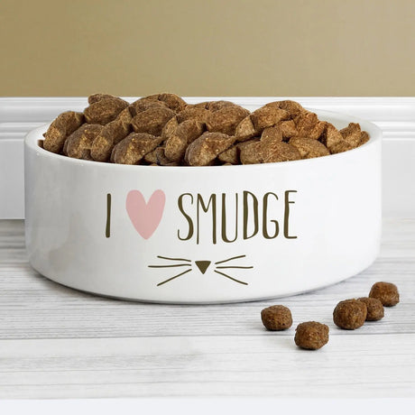 Personalised Cat Features 14cm Medium White Pet Bowl - Pet Products at Gift Moments