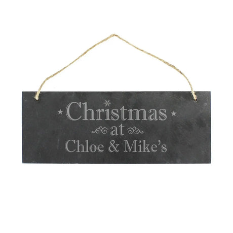 Personalised Christmas Hanging Slate Plaque - Signs & Plaques at Gift Moments