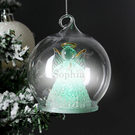 Personalised Christmas LED Angel Glass Bauble - Gift Moments