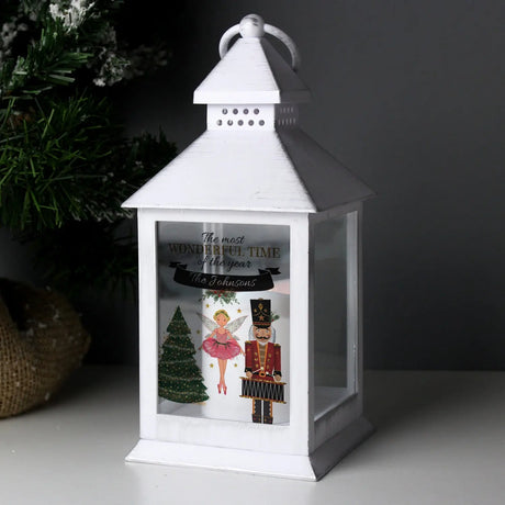 Personalised Nutcracker White Lantern - LED Lighting at Gift Moments