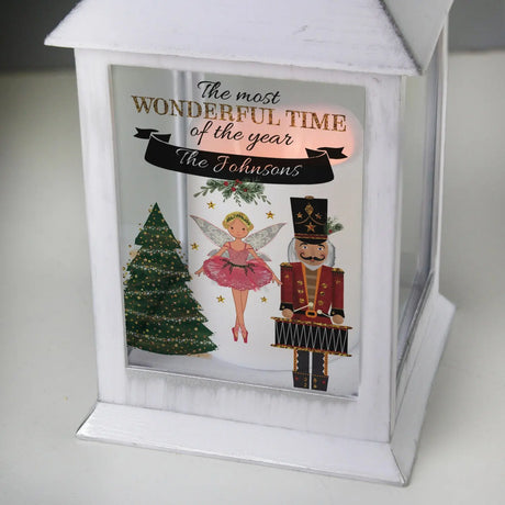 Personalised Nutcracker White Lantern - LED Lighting at Gift Moments