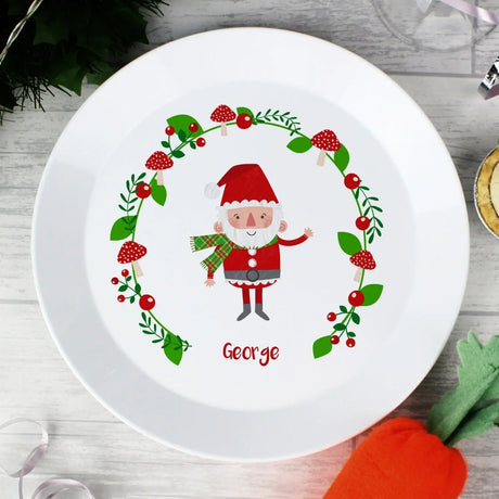 Personalised Christmas Toadstool Santa Plastic Plate - Tableware at Gift Moments