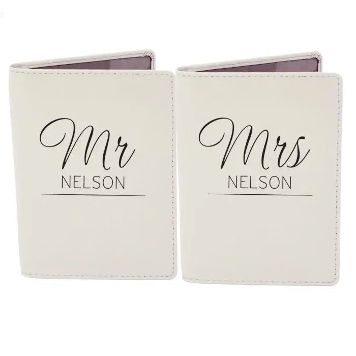 Personalised Classic Mr & Mrs Cream Passport Holders - Travel Accessories at Gift Moments